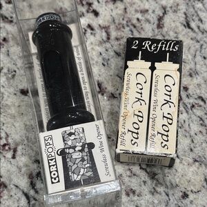 CORKPOPS Vintage Screw less Black Wine Opener with Refills.